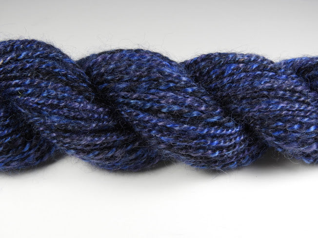 Handspun Wool and Silk Yarn: Midnight Blue