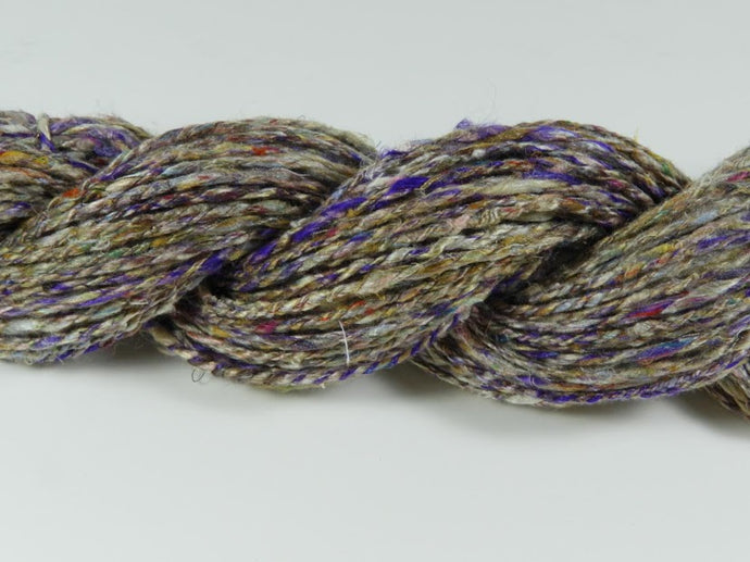 Handspun Sari Silk Yarn: Purple Tweed